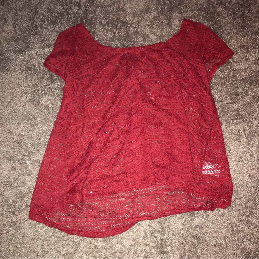 American Eagle Red Lace top